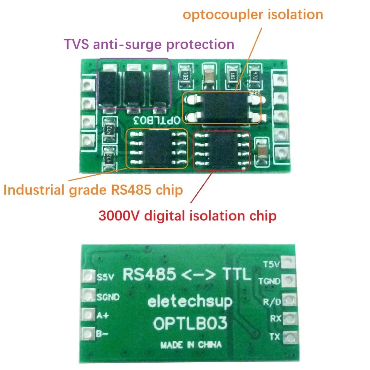 

15X Industrial Grade RS485 to TTL232 RXD TXD R/D Isolated communication Surge Protection Module for Arduino for UNO MEGA MCU PLC