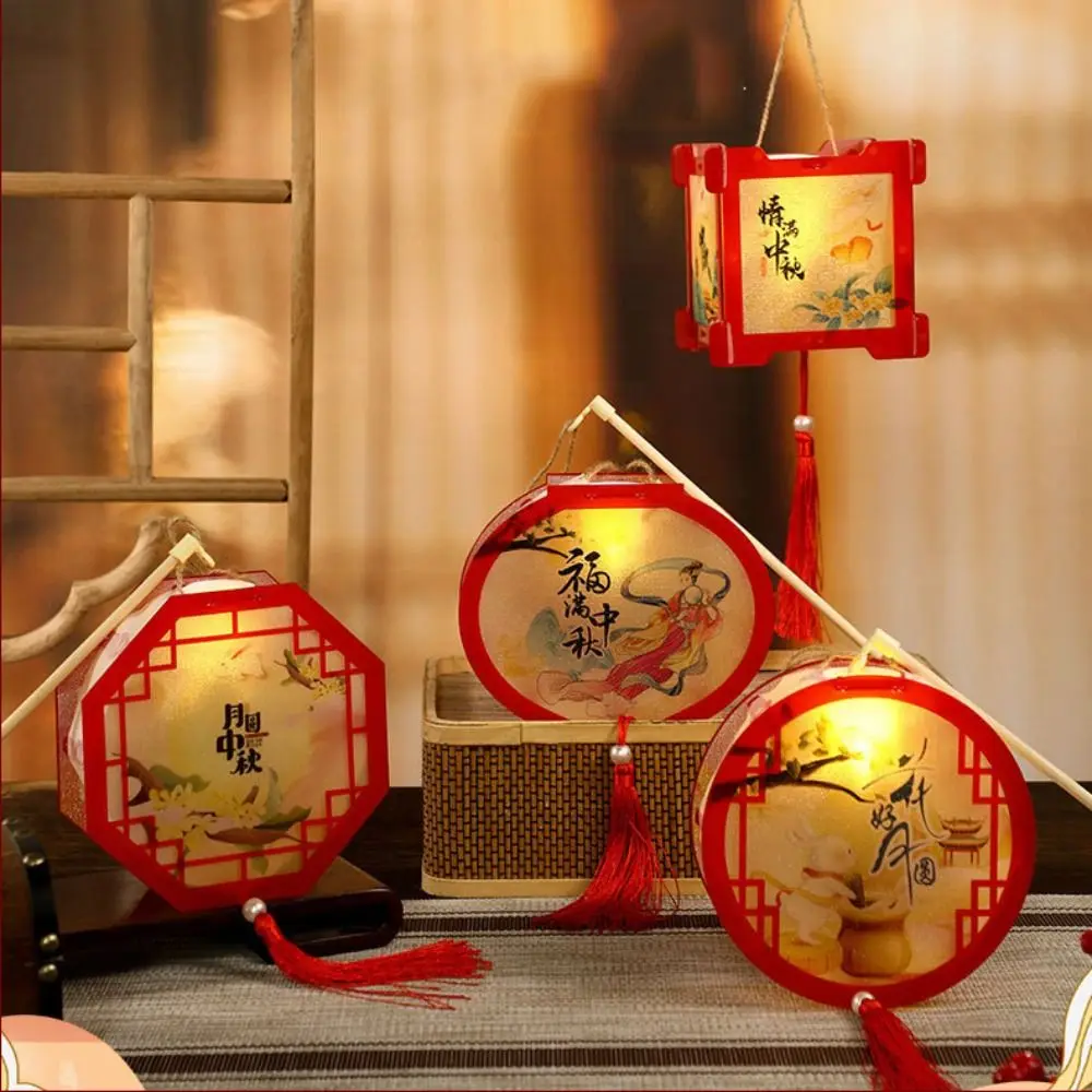 

Plastic Luminous Lantern Electronic Chinese Traditional Style Glowing Lanterns Windproof Rabbit/octagon Shaped Children