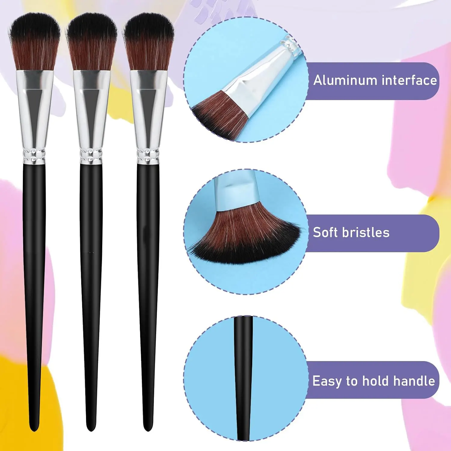 6pcs Mop Brush For Acrylic Painting 1 Inch Blending Brush Paint Brushes For Acrylic Face Body Painting Oval Mop Acrylic Brush 3