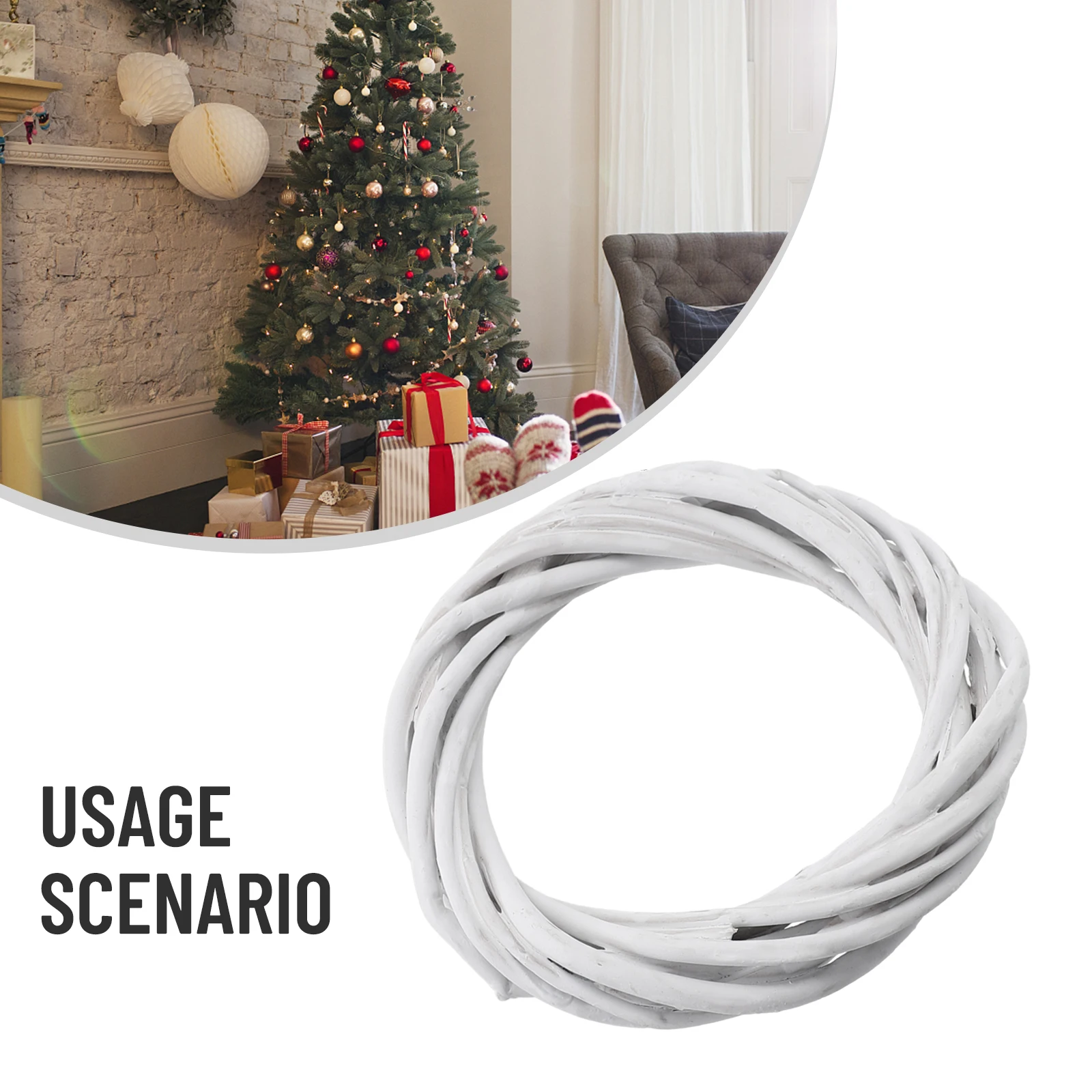 thumbnail image 1 of Corona de ratán para Navidad, guirnalda de enredadera de mimbre, guirnalda colgante para bodas, corona blanca para decoración del hogar, adornos para fiestas de Navidad, 1 of 4