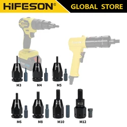 M3-M12 3/16 1/4 5/16 3/8 Air Pneumatic Rivet nut Gun Quick-Change Head Part for Rivet Guns Tool Accessories