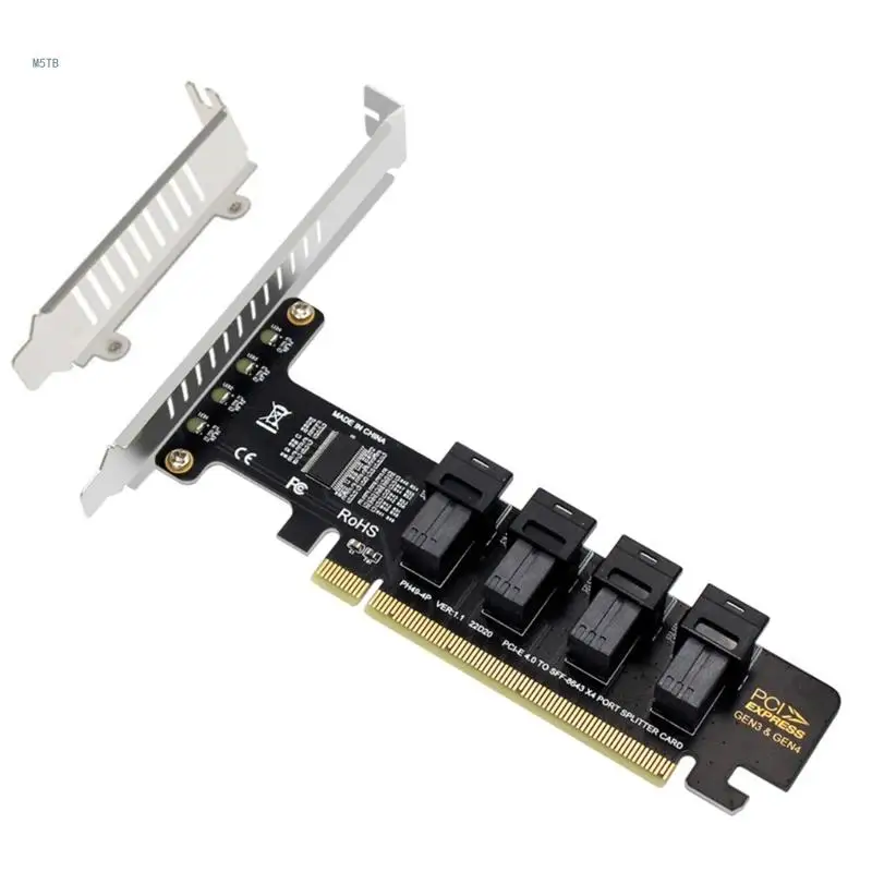

PCIE X16 to 4-port .2 NVME SFF-8643 SFF-8639 Expansion Card PCI-E4.0 Split Card