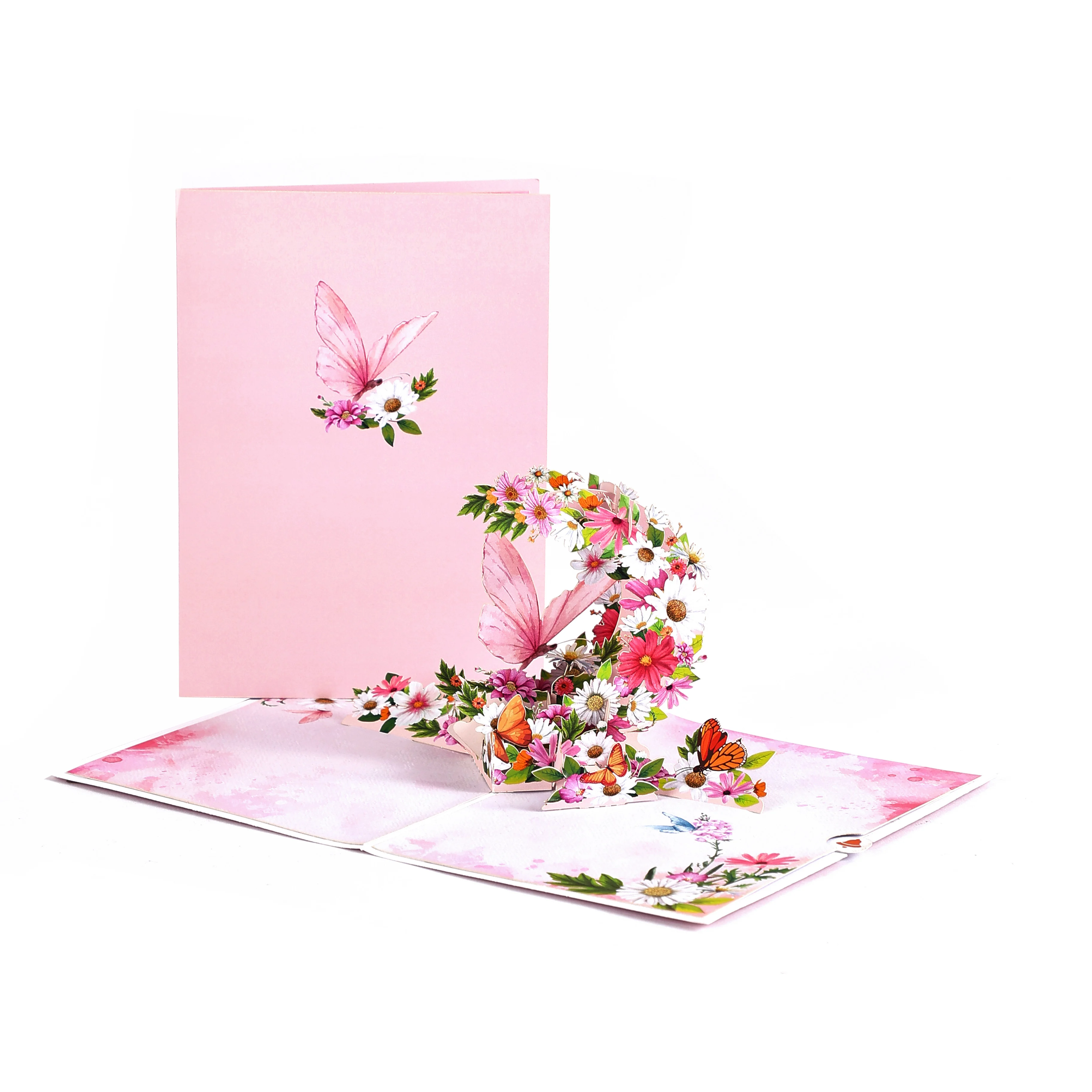 Pink Rose Garden Pop-Up Greeting Card – 3D Flower Birthday Anniversary Gift for Lover, ... - SKU PGC00852 - UGI Packaging