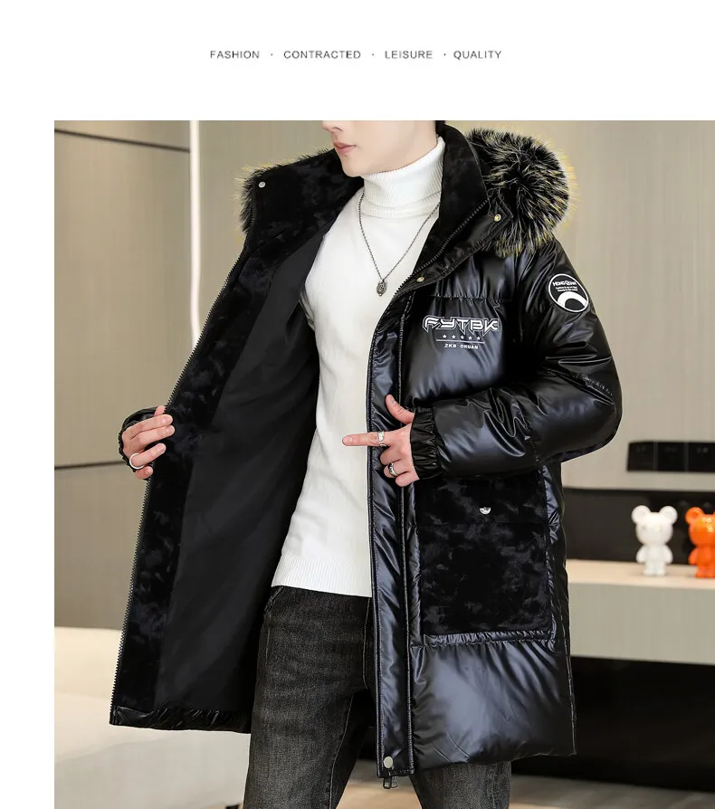 Fashion Men's Mid-Length Warm Hooded Cotton-Padded