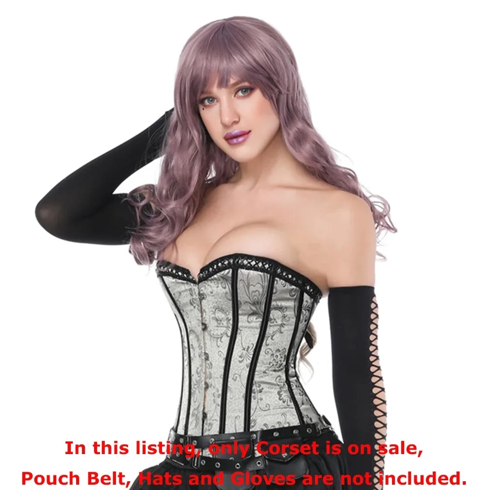 Gothic Corset Top Women Front Busk Vintage Floral Push Up Boned Overbust Corsets and Bustiers Gothique Korsett Burlesque Costume