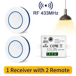 Compact Wireless Light Switch with Remote Control (1 Receiver 2 Remote)