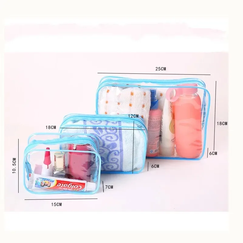 Wash Bag Women Zip Pouch Transparent Waterproof PVC Clear Makeup Cosmetic Bag Toiletry Bags Makeup Organizers 5