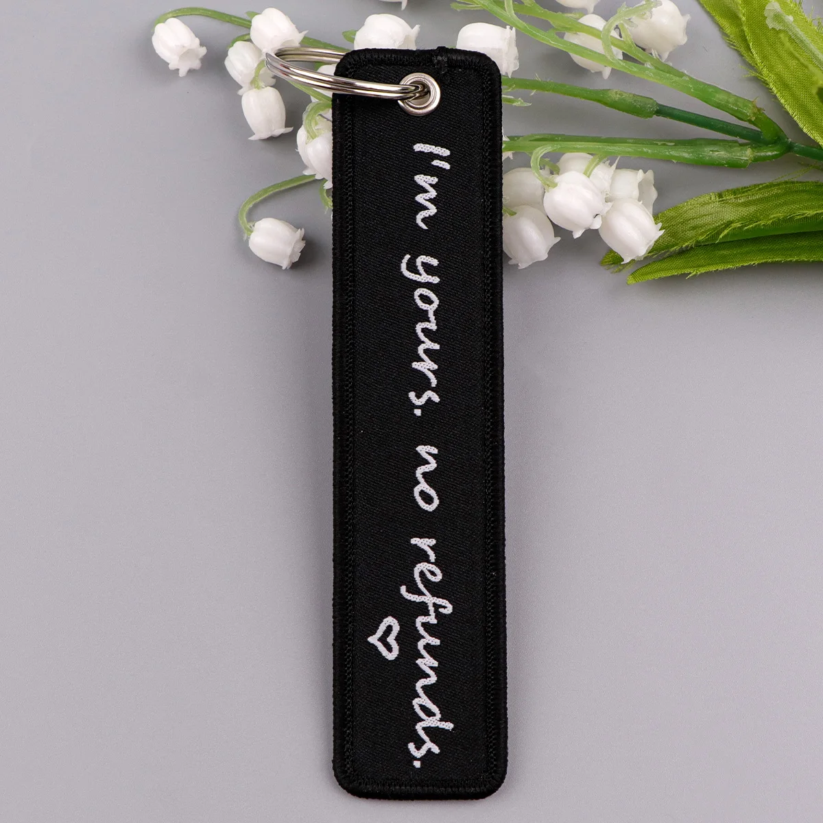 Stylish Black Embroidery Key Fob – Rock and Roll Zone Quote Keychain for Fashion Accessories and Gifts