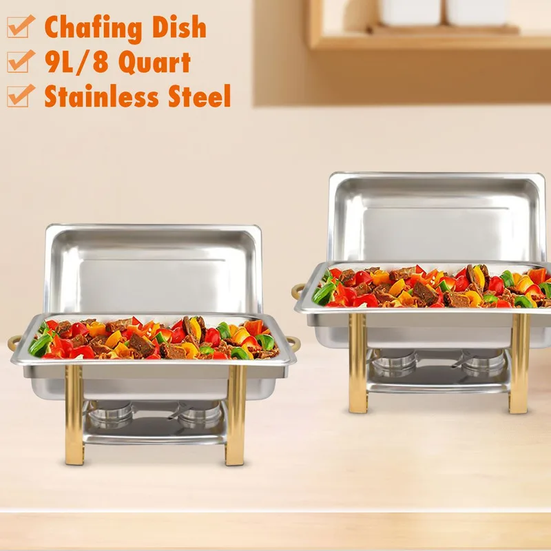 Stainless Steel Dish Stainless Steel Cooking Professional Chafing Dish Warming Container Set Party Buffet Cater Food Warmer Fuel Kitchen Accessories