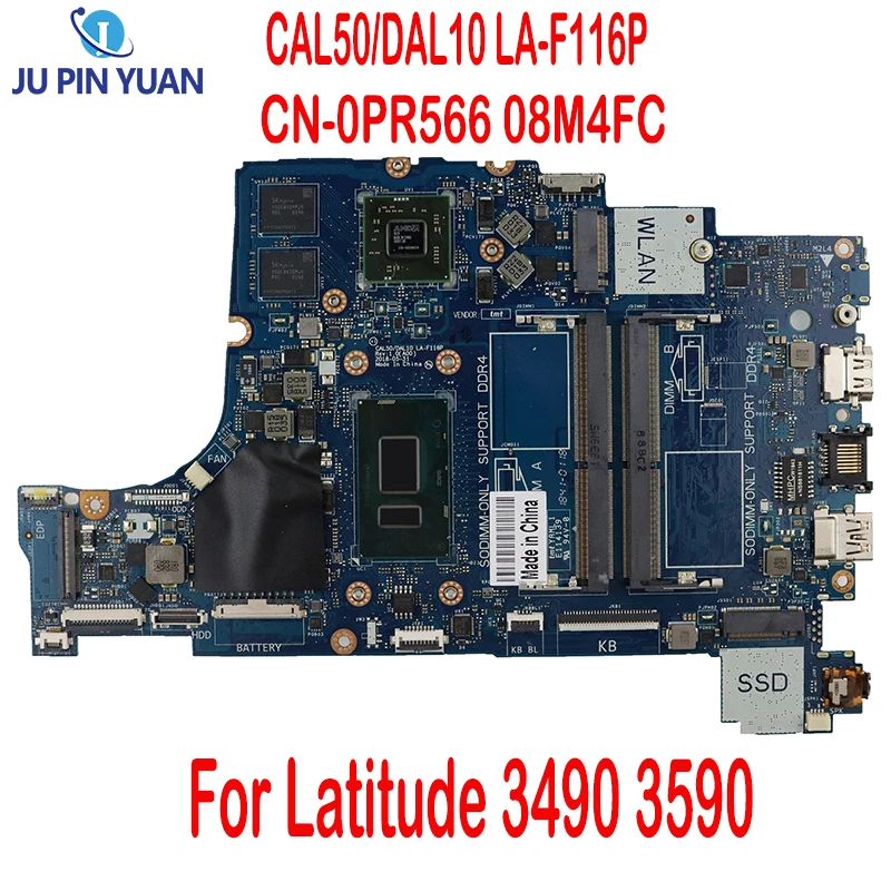 

CAL50/DAL10 LA-F116P For Dell Latitude 3490 3590 Laptop Motherboard With 3865U I3-7020U I5-8250U I7-8550U CN-0PR566 08M4FC DDR4