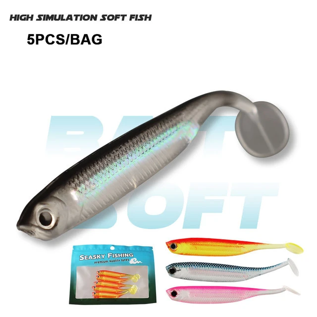 5Pcs/lot Fishing Soft Bait 7CM 7.5CM 9CM T Tail Fishing Lures