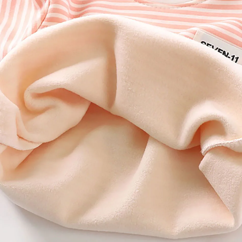 Baby Warm Clothing Set Fleece Lined Children Boys Girls Striped Underwear Sleepwear Set Ideal for Home Pajamas Autumn Winter 6