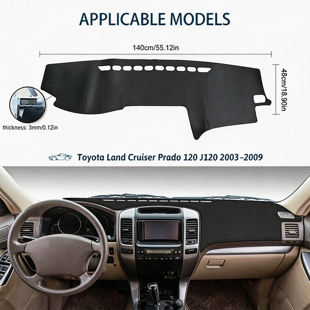 Tappetino copri cruscotto auto - Protezione anti-riflesso e anti-UV per Toyota Land Cruiser 120 J120 2003-2009 - Image 5
