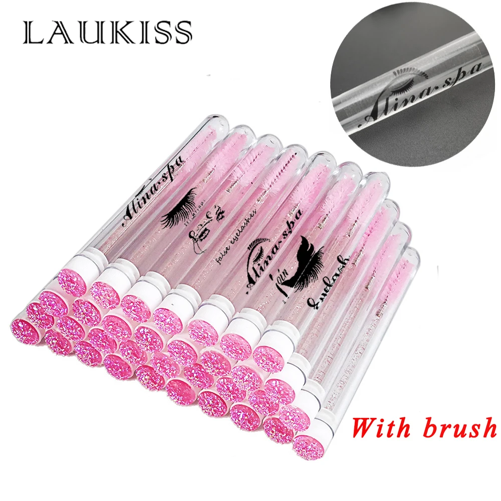 

Customized Logo Eyebrow Brush Tube Reusable Eyelash Brush Dust-Proof Mascara Sticks Applicators Makeup Brush 50/100pcs LAUKISS