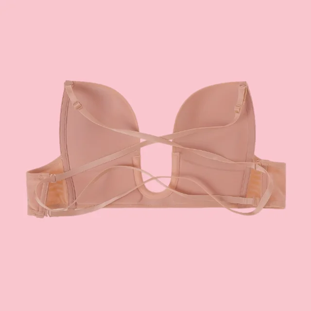 Womens Low Back Bra Wire Lifting Deep U Shaped Plunge Backless Bra with Multiway Convertible Clear Straps Body Shaper Lingeres 4