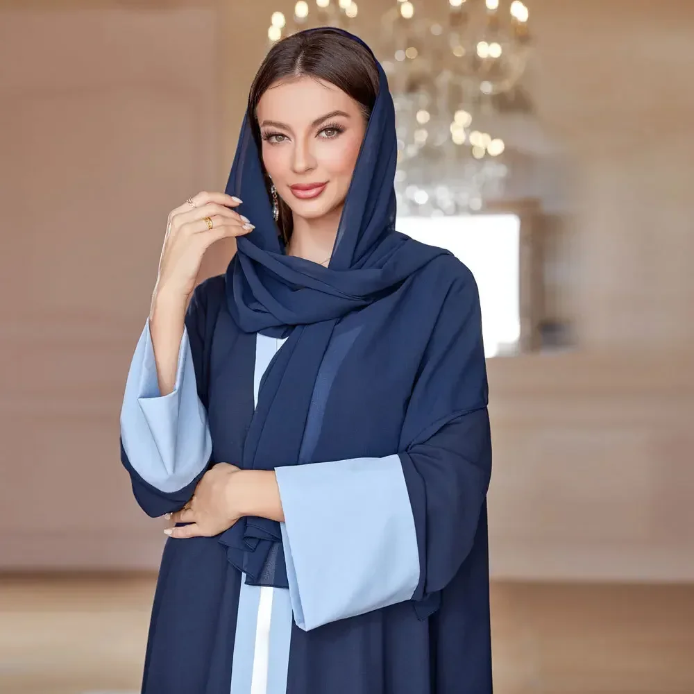 Abaya with Hijab Scarf Eid Long Sleeve Morocco Arab Muslim Party Dress Abayas for Women Dubai Kaftan Robe Vestido Modest Dresses