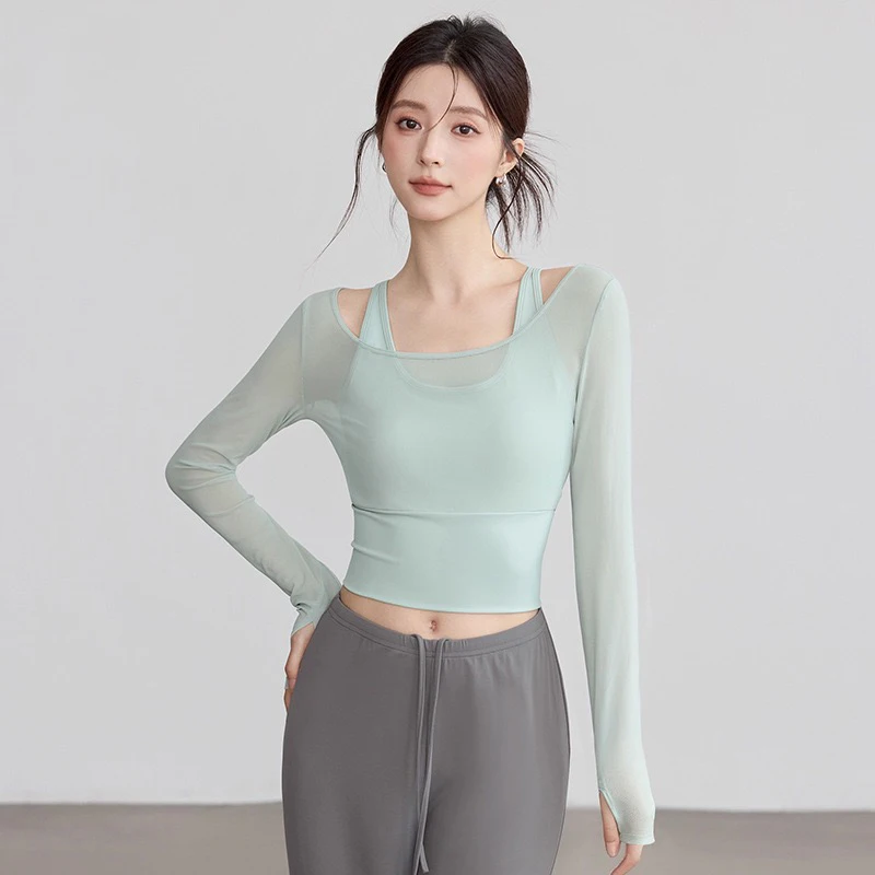เสื้อกีฬาโยคะ แขนยาว กระชับรูปทรง ฤดูหนาว