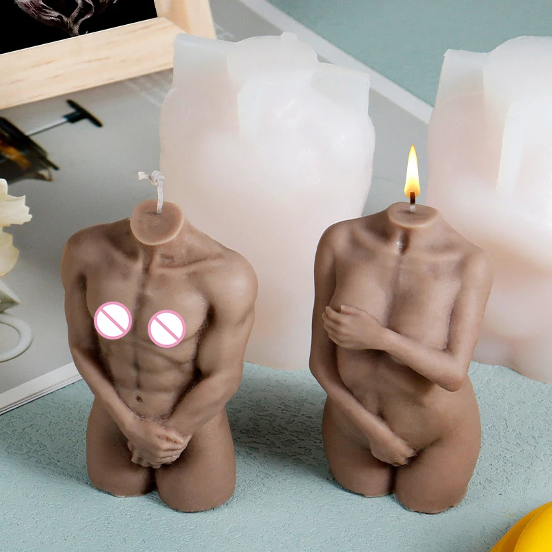 3D Human Body Silicone Candle Mold Shy Male Female Body DIY Cake Chocolate Ornament Mold Handmade Soap Candle Making Resin Mold