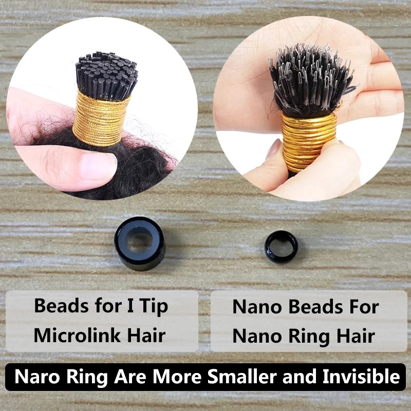 Extensioni per capelli umani veri con nano anelli, onda brasiliana, 100% Remy, extension con nano perline per donna, 300 ciocche - immagine 6