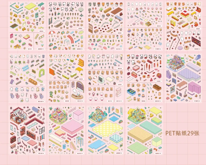 Kawaii Cute Shop 3D Sunshine Town Landschaft Stickerbuch DIY Pocket Cabin Scene Festival Geschenk ﻿ – Detail 19