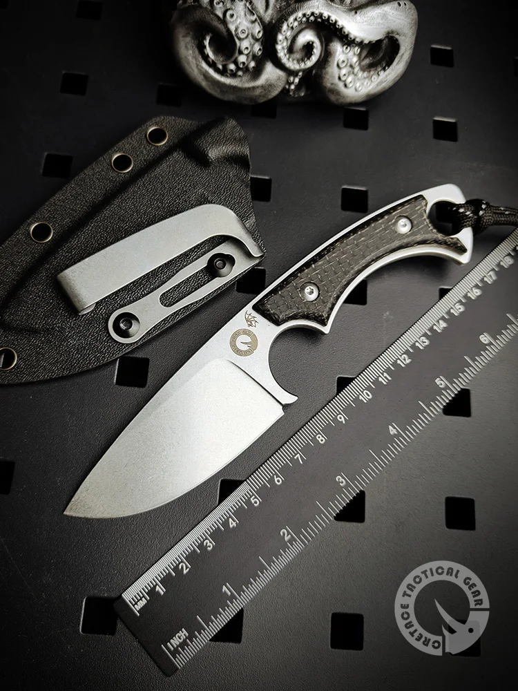 

CRETACE KNIVES 'Megader' D2 Integrated Fixed Blade Micarta Knife EDC Military Combat Survival Self Defense Gear Original Design