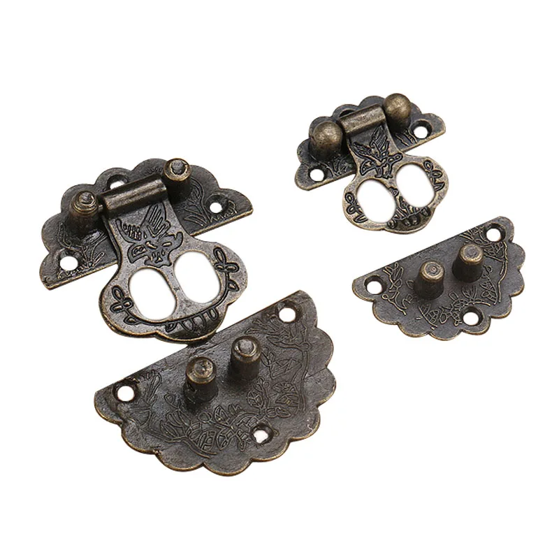 1pc Retro Furniture Wooden Jewelry Box Hasp Decorative Latch Clasps Lock Padlock Hasp With Screws