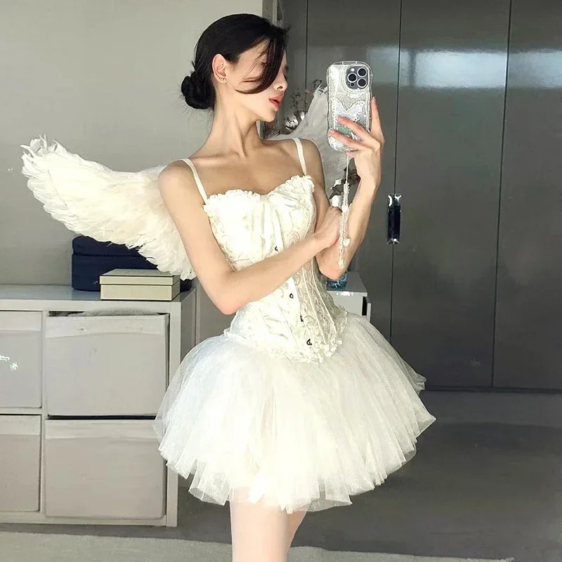 Vintage Corset Lingerie Princess Goddess Angel Cosplay Swan Dress