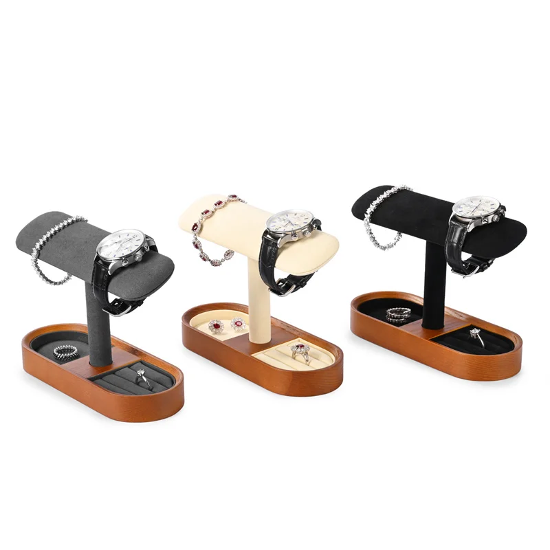 MISHITU Multifunctional Watch Display Storage Rack New Solid Wood Wrist Watch Stroage Rack Bracelet Jewelry Display Stand Props 3