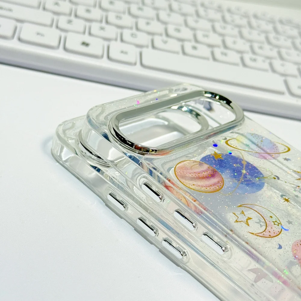 Glitter Star Planet TPU Transparent Drop-Resistant Phone Case