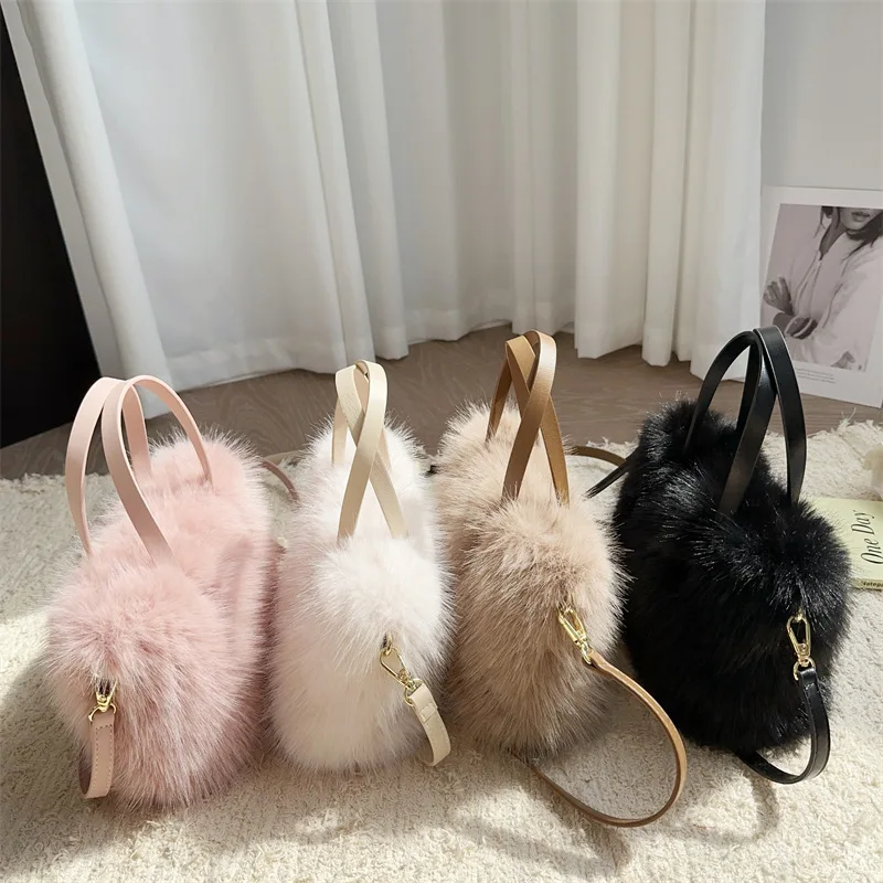 Borsa A Tracolla Invernale In Finta Pelliccia, Morbida Borsetta Da Sera Per Matrimoni E Feste, Regalo Chic Per Donna