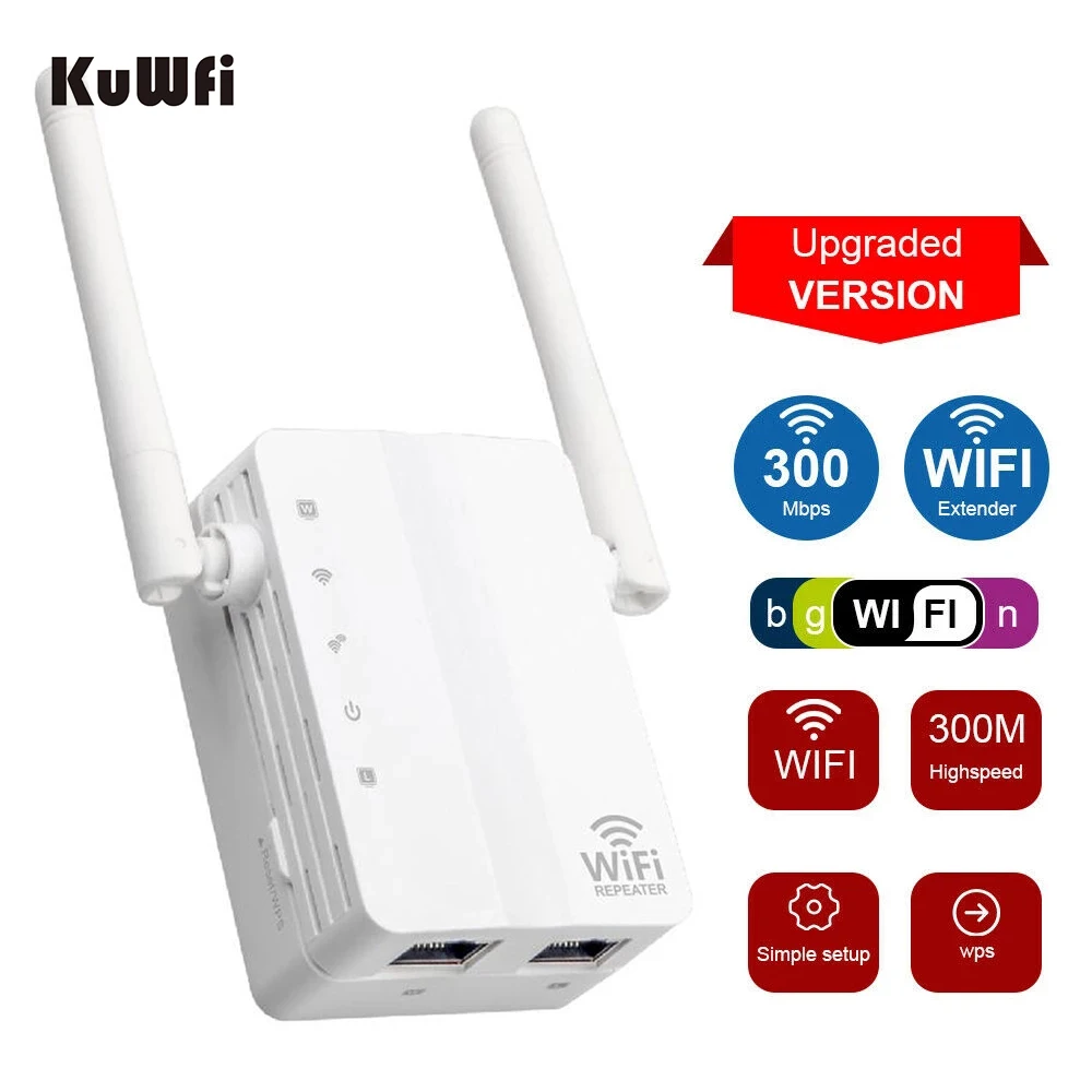 KuWFi 2 4G WiFi ретранслятор Беспроводной-N 300 Мбит усилитель сигнала Усилитель антенны