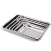 Stainless steel Storage Trays square plate thickening pans Rectangular tray Barbecue Deep rice dishes bbq kitchen accessories 2