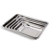Stainless steel Storage Trays square plate thickening pans Rectangular tray Barbecue Deep rice dishes bbq kitchen accessories 2