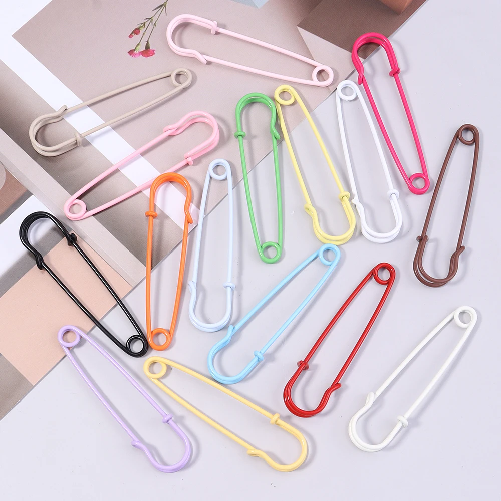 10/30개 금속 안전핀 컬러 브로치 64mm 대형 핀 DIY 홈 크래프트 재봉 도구 웨딩 브로치 의류 액세서리