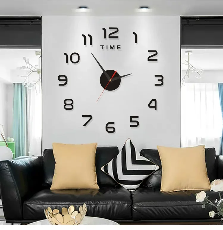Large 3D DIY Clock Wall Acrylic Mirror Clocks Frameless Big Horloge Home Decoration for Living Room Bedroom reloj de pared 120cm wall clock