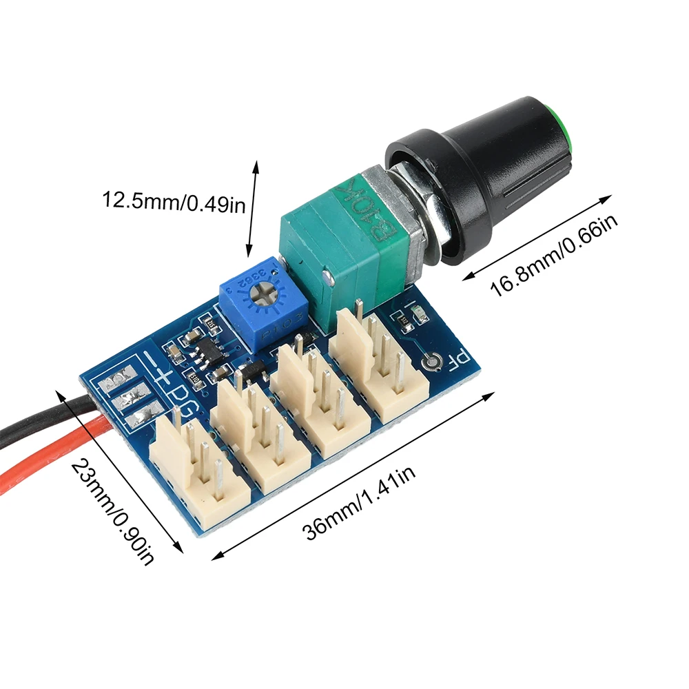 4-Kanal-PWM-Lüftergeschwindigkeitsregler für Servergehäuse mit manueller Knopfeinstellung, DC 12 V, 3 A, 4-Draht-Lüftergeschwindigkeitsregler-Schalter – Detail 11