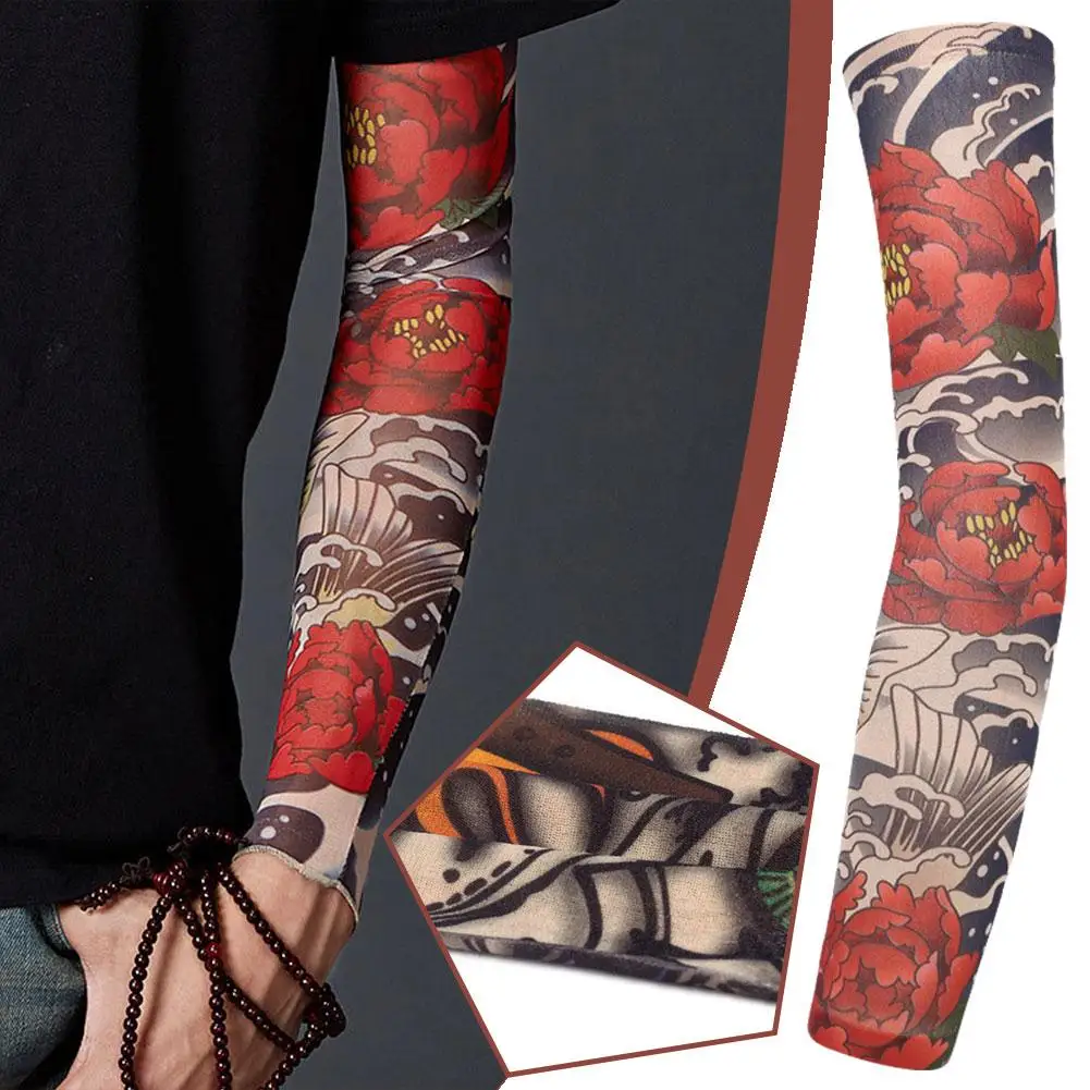 Tattoo Arm Sleeve Man Fake Temporary Tattoo Arm Sleeves Uv Printed Punk Unisex Cool Elastic Warmers-proof K3b0