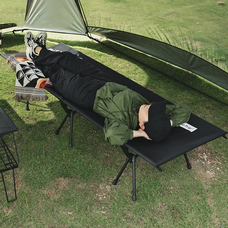 Outdoor Tent Camping Aluminum Alloy Aingle Person Marching Bed Portable Folding Lunch Bed Tactical Camping