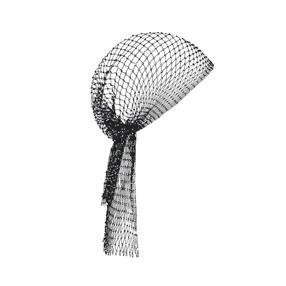 Modische Elastische Strass-Mütze Cosplay Netz-Strass-Piratenhut Ausgehöhlter Snood-Schal Kappe für Frauen – Detail 8