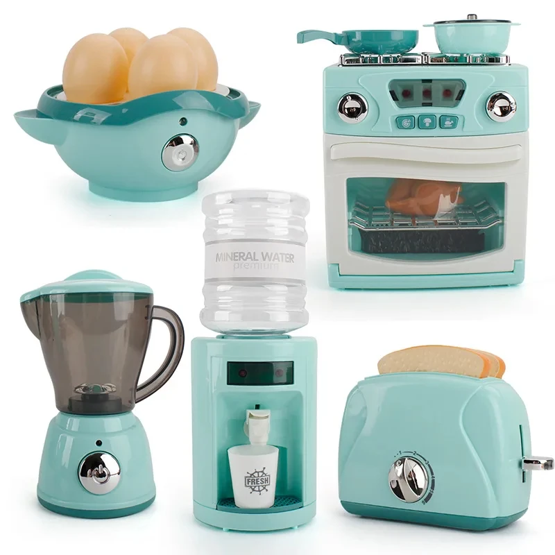 Kitchen Toys for Kids Girls Boys Home Appliances Juicer Washing Machine Toaster Microwave Egg Cooker Children Play House Toys - 3