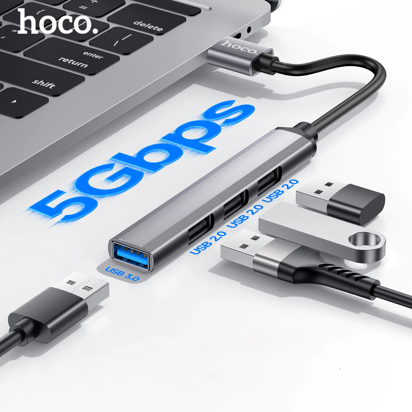 HOCO 4in1 유형 C USB 허브 고속 4 포트 멀티 스플리터 어댑터 OTG For Lenovo - 티몬