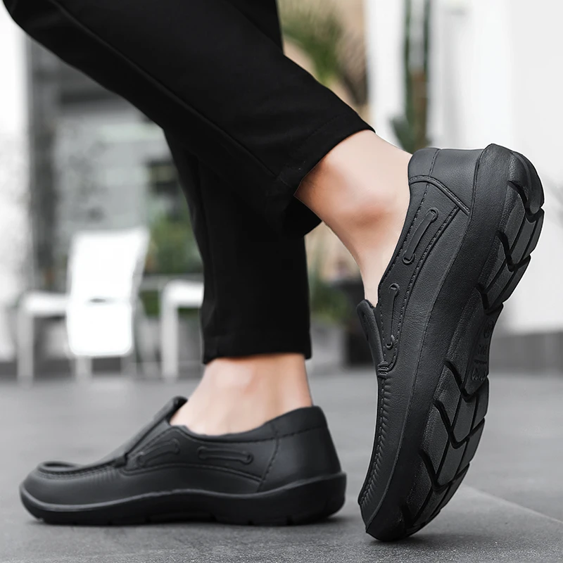 STRONGSHEN Men Casual EVA Shoes Waterproof Oil-proof Non-slip Chef Shoes Light Work Shoes Slip-on Kitchen Restaurant Shoes 5