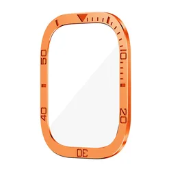 Premium Metal Frame & Tempered Glass Screen Protector for Apple Watch Ultra 49mm (Orange)
