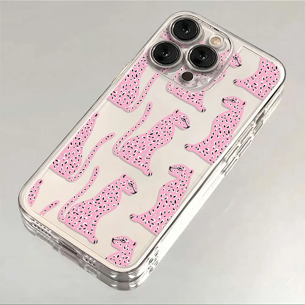 Chic Pink Leopard Soft TPU Phone Case – Clear, Stylish Design