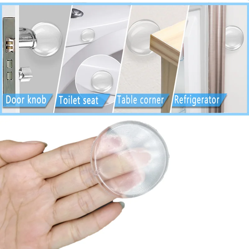 6pcs Self-adhesive Door Handle Bumper Protective Plug Transparent Silicone Wall Protector Non-slip Round Doors Stopper Muffler