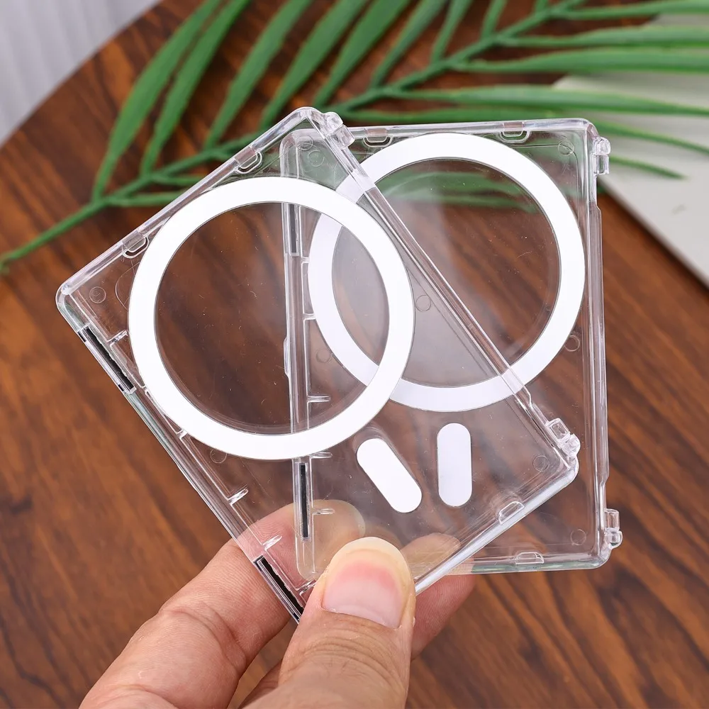 1-2PCS Transparent Magnetic Card Holder for IPhone Samsung Xiaomi Cases for Magsafe Clear Magnet Cover Bracket Cards Sleeve 6