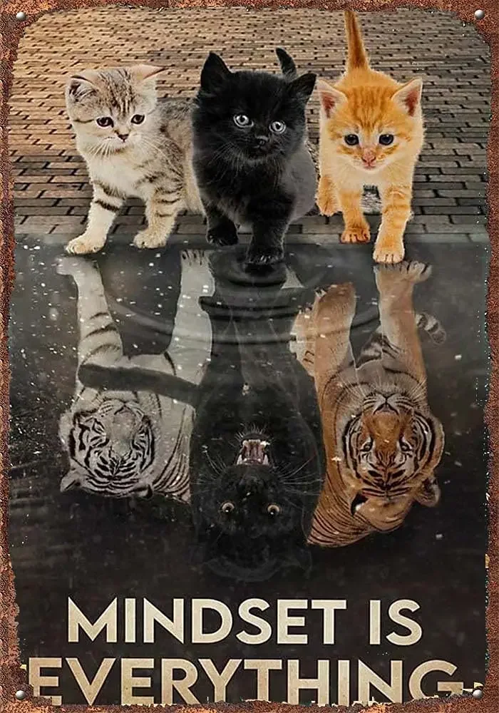 

Vintage Signs Poster| Mindset Is Everything Cats Poster, Tiger Poster, Poster Print, Cute Poster Lover Gift Vintage Home Decor