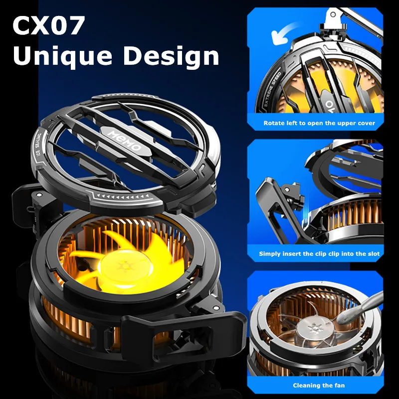 MEMO 2024 NEW Magnetic/Back-clip 2 IN 1 Mobile Phone Semiconductor Cooling Fan Radiator CX07 for IPhone Android PUBG Game Cooler