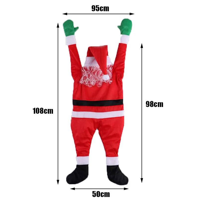 Flannel Santa Costume Hanging Ornaments Outdoor Climbing Hanging Santa Decorations for Home Door Window Decoration