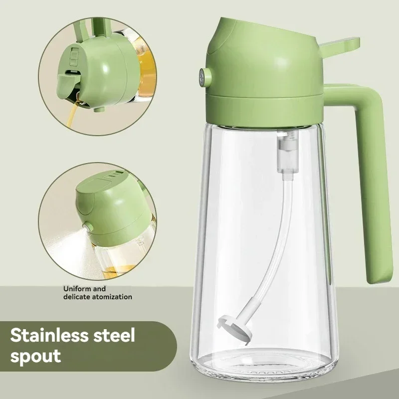 2025 New 470ml Kitchen Olive Oil Dispenser, 2in1 Olive Sprayer for Cooking Oils Dispenser, Home Air Fryer Outdoor Picnic Gadgets
